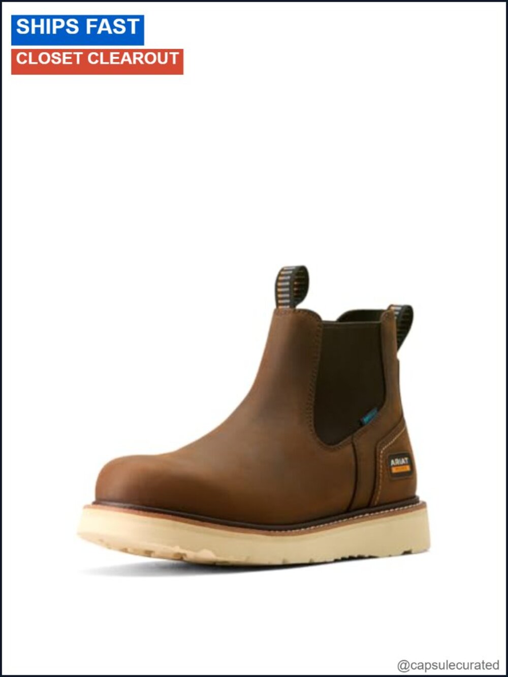 Men's Waterproof Leather Chelsea Work Boots Round Toe Rubber Sole